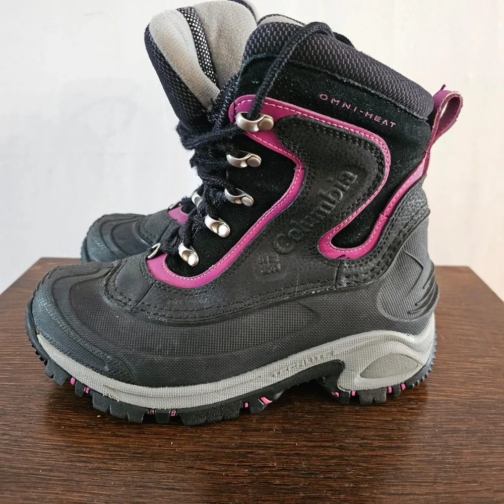 Columbia Omni-Heat 200g Waterproof Winter Snow Boots Black Pink Womens 6.5
